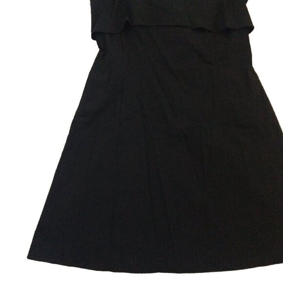 Theory Drape Back Dress Size 10 Black Linen Blend Stretch Sleeveless Fit & Flare - Picture 6 of 14